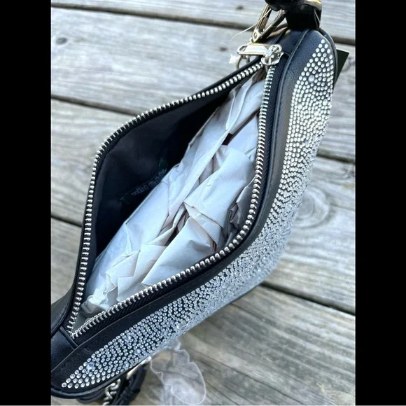 NWT Wild Fable Triangle Rhinestone Black Crossbody Handbag - Picture 9 of 16